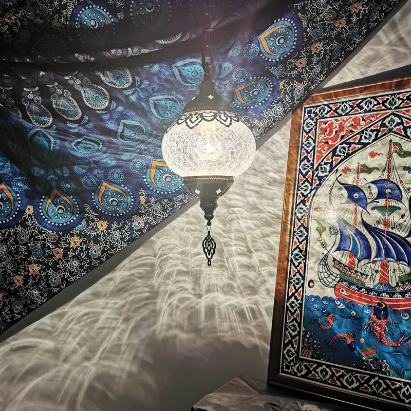 suspension vintage exotique style méditerranéen art déco pour restaurants et cafés - vue 4 sur 5