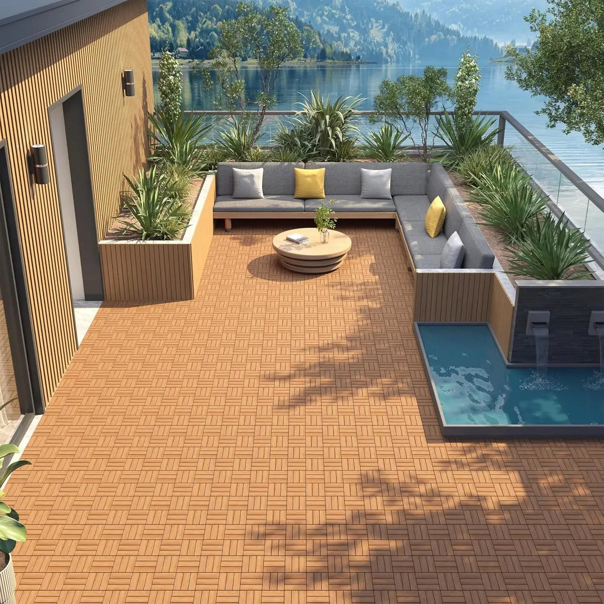 Kit 108 dalles terrasse acacia emboitables impermeables 30cm - vue 6 sur 7
