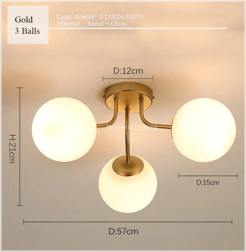 suspension lustre 	 led boule de verre pour sommeil direct