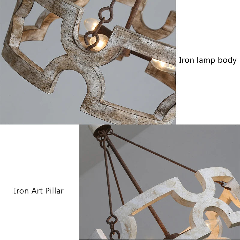 Créatif américain Rural bois lustre lumière salon salle à manger couloir magasin de vêtements boutique Restaurant suspension lampe - vue 7 sur 8