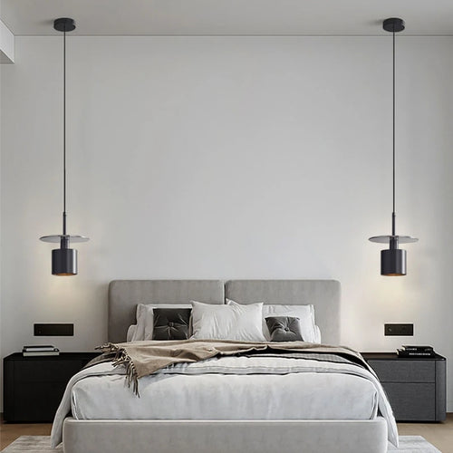 lampe led suspendue en laiton noir avec cordon réglable en cuivre