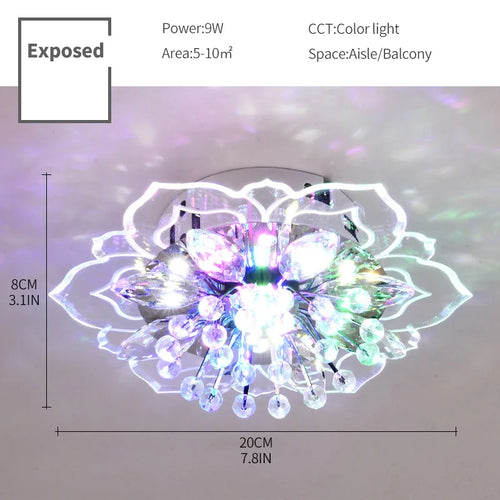 Luxuriöse LED-Deckenleuchte aus Kristall für die Balkondekoration - vue 11 sur 12