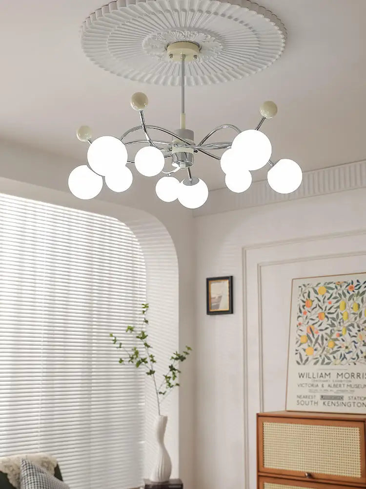 Lustre à led en verre et fer pour décoration intérieure