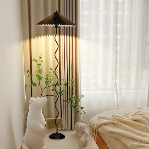 LED-Lampenschirm aus plissiertem Stoff im nordischen Stil - vue 4 sur 15