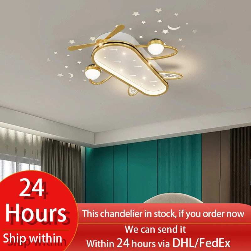 Gold/Black LED Living Room Ceiling Light, RC Dimmable for Kitchen Boys Room Home Decor, Star Decorative Lights. - vue 2 sur 10