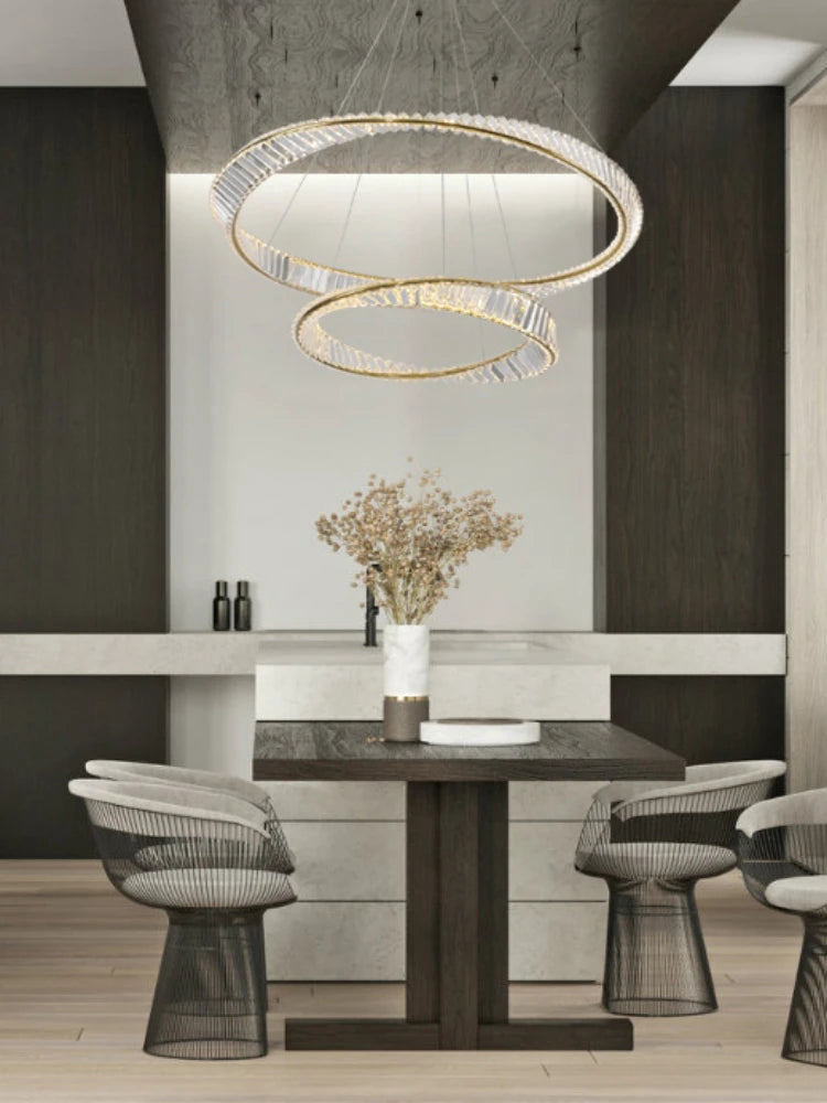lustre en cristal design en acier inoxydable pour décoration moderne - vue 4 sur 7