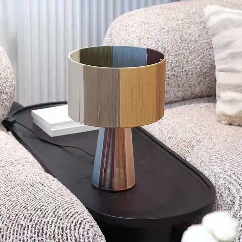 Boho-Tischlampe aus farbiger Baumwollkordel handgefertigt - vue 4 sur 11