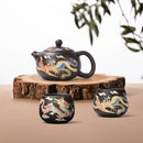 Théière argile violette dragons phénix style gongfu
