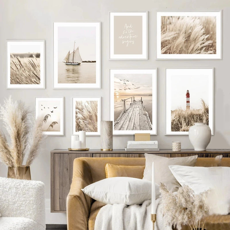 art mural moderne boho paysage floral pour décoration intérieure