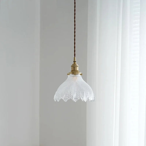 Dekorative Vintage-Pendelleuchte aus Glas und Messing im nordischen Stil - vue 6 sur 6