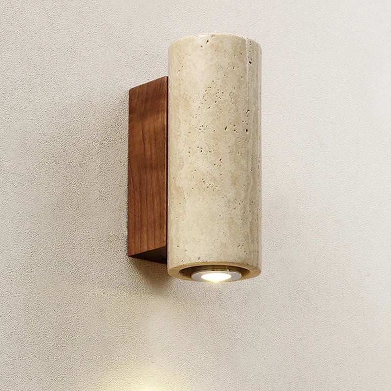 applique murale led wabi sabi en travertin décor marbre