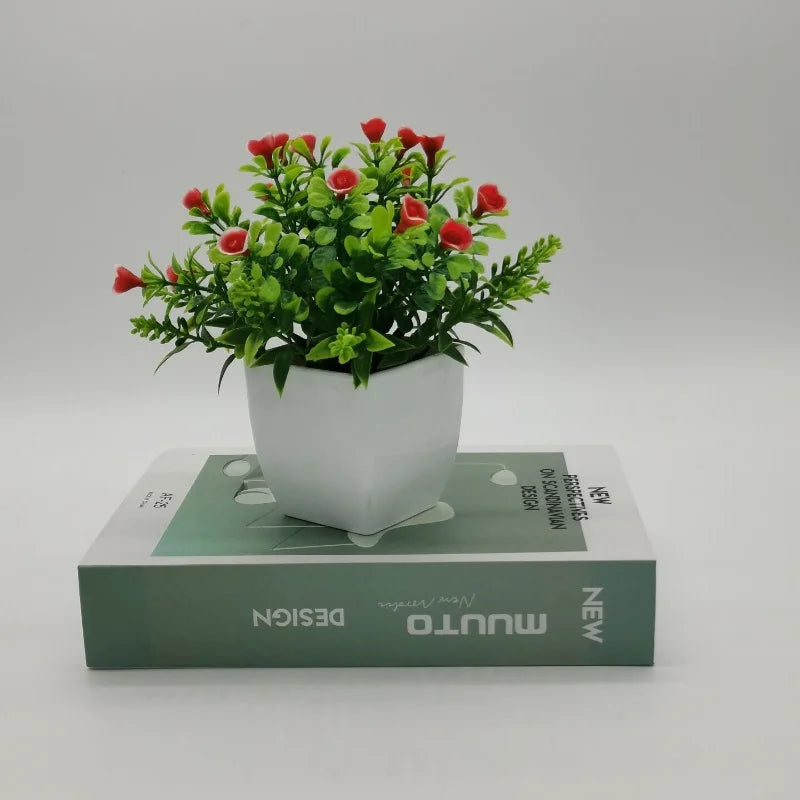 petite rose en pot bonsaï décoration plantes artificielles pour intérieur - vue 11 sur 12