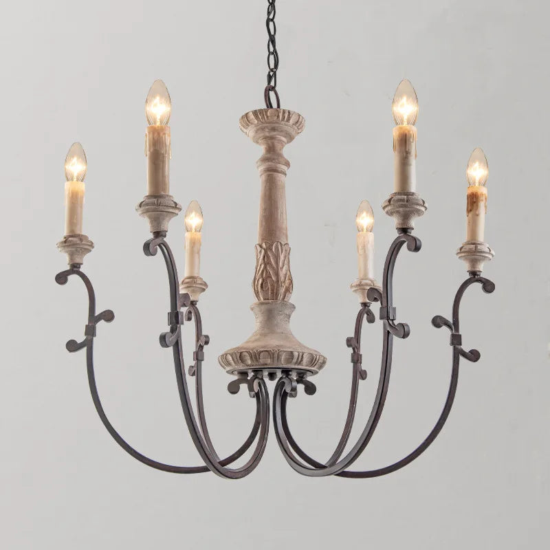 lustre rétro en bois pour décoration intérieure élégante et raffinée - vue 7 sur 8