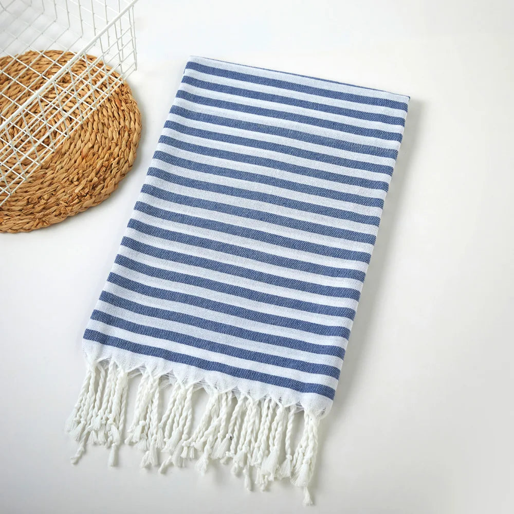 serviette de plage turque extra large rayures franges - vue 7 sur 7