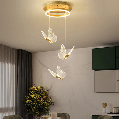 LED-Kronleuchter Schmetterling Acryl Pendelleuchte Treppenhaus - vue 4 sur 12