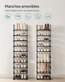SONGMICS Shoe Rack, 10-Tier Metal Shoe Storage Organiser, Customisable Design, Metal Frame, Space-Saving Rack