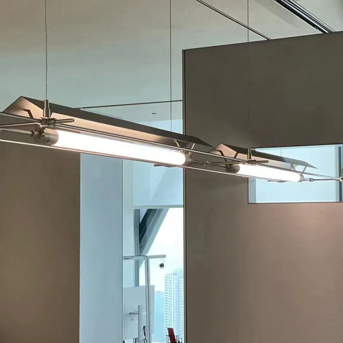 Industrieller LED-Kronleuchter extralang für Bar Studio Büro - vue 3 sur 8