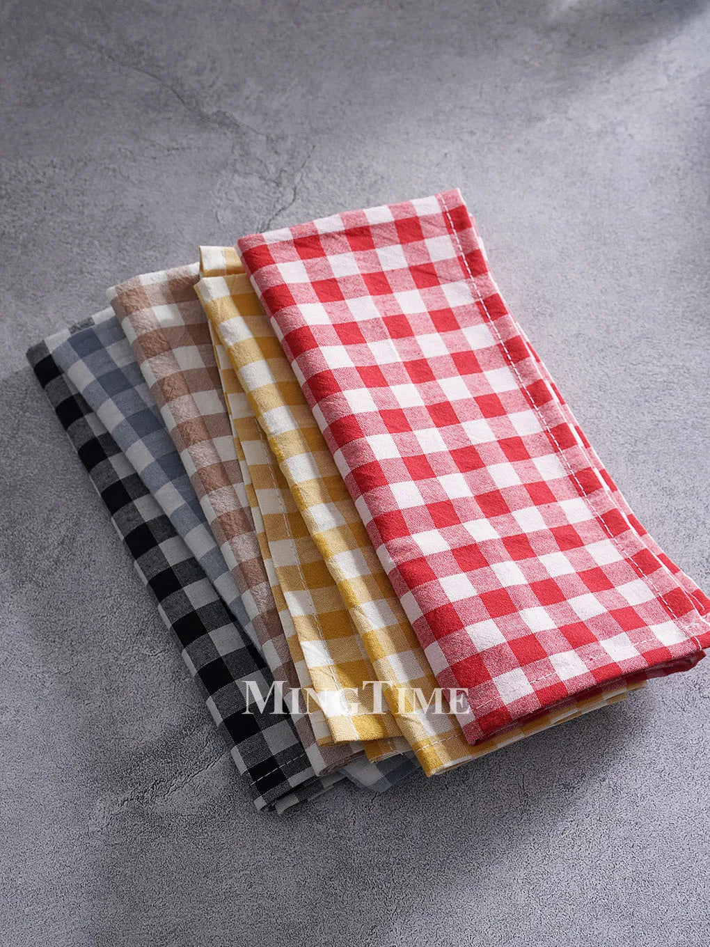 Serviette de table vichy coton style champetre reutilisable - vue 3 sur 7