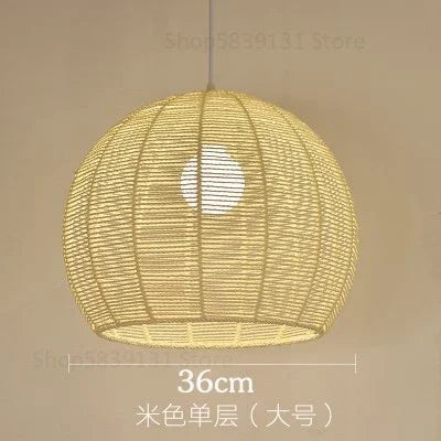 Moderne nordische LED-Pendelleuchte aus Eisen und Hanfseil - vue 10 sur 14