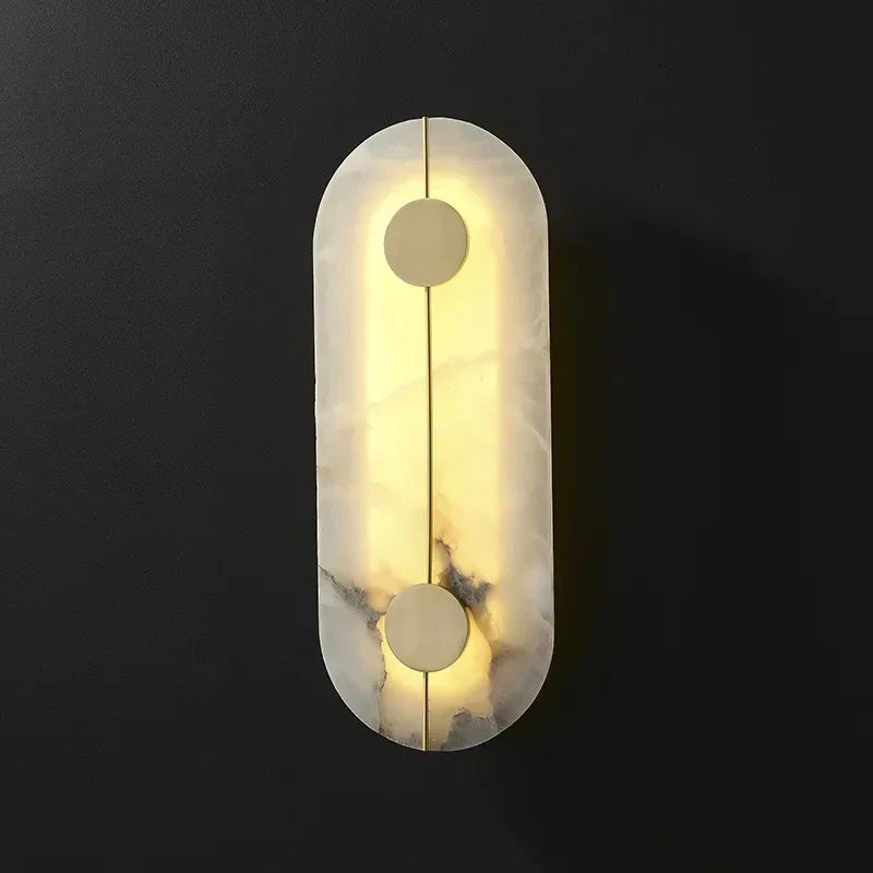 applique murale led en marbre et cuivre doré design nordique moderne - vue 6 sur 8