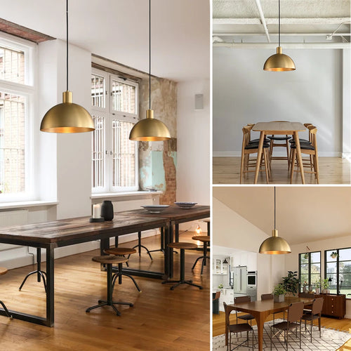 Suspension moderne pour îlot de cuisine style ferme lampes suspendues extérieures en or pour porche lustre encastré en cuivre E27 - vue 7 sur 6