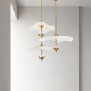 Pendelleuchte Lotusblatt aus goldfarbenem Metall Art déco