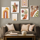 Tableau vase monstera en terre cuite décoration murale abstraite nordique