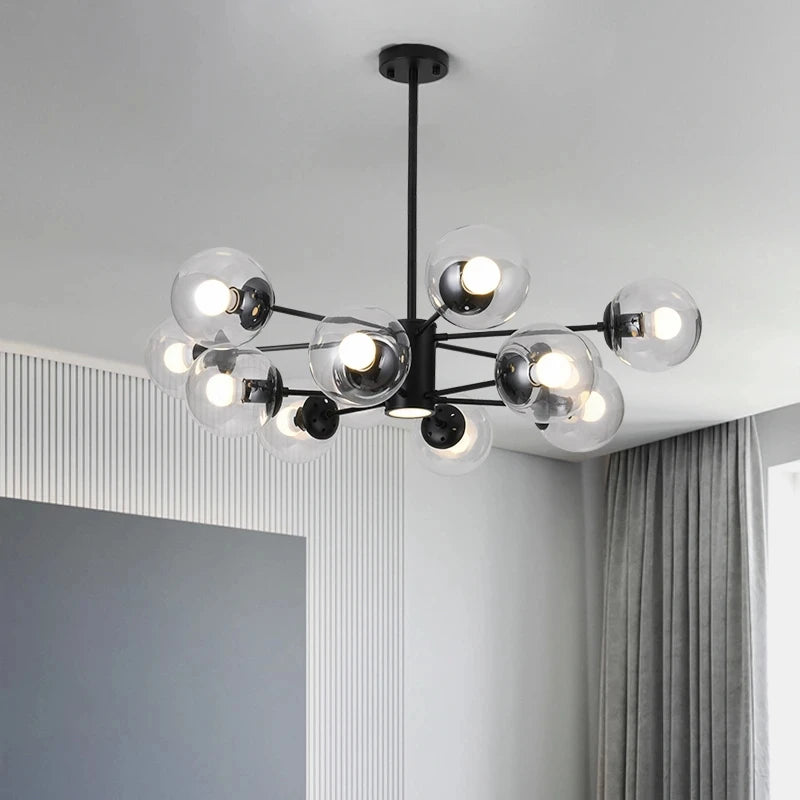 Lustre moderne design avec boule en verre magique haricot - vue 5 sur 18
