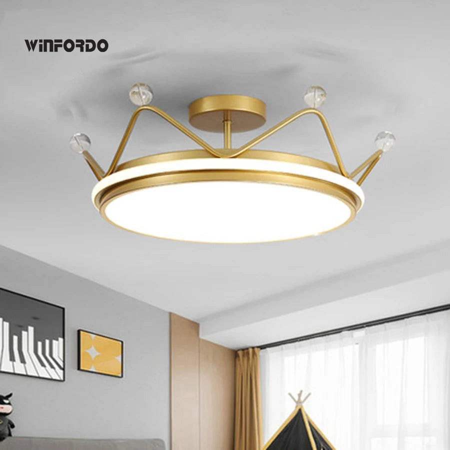 Suspension pour enfants couronne leds moderne winfordo