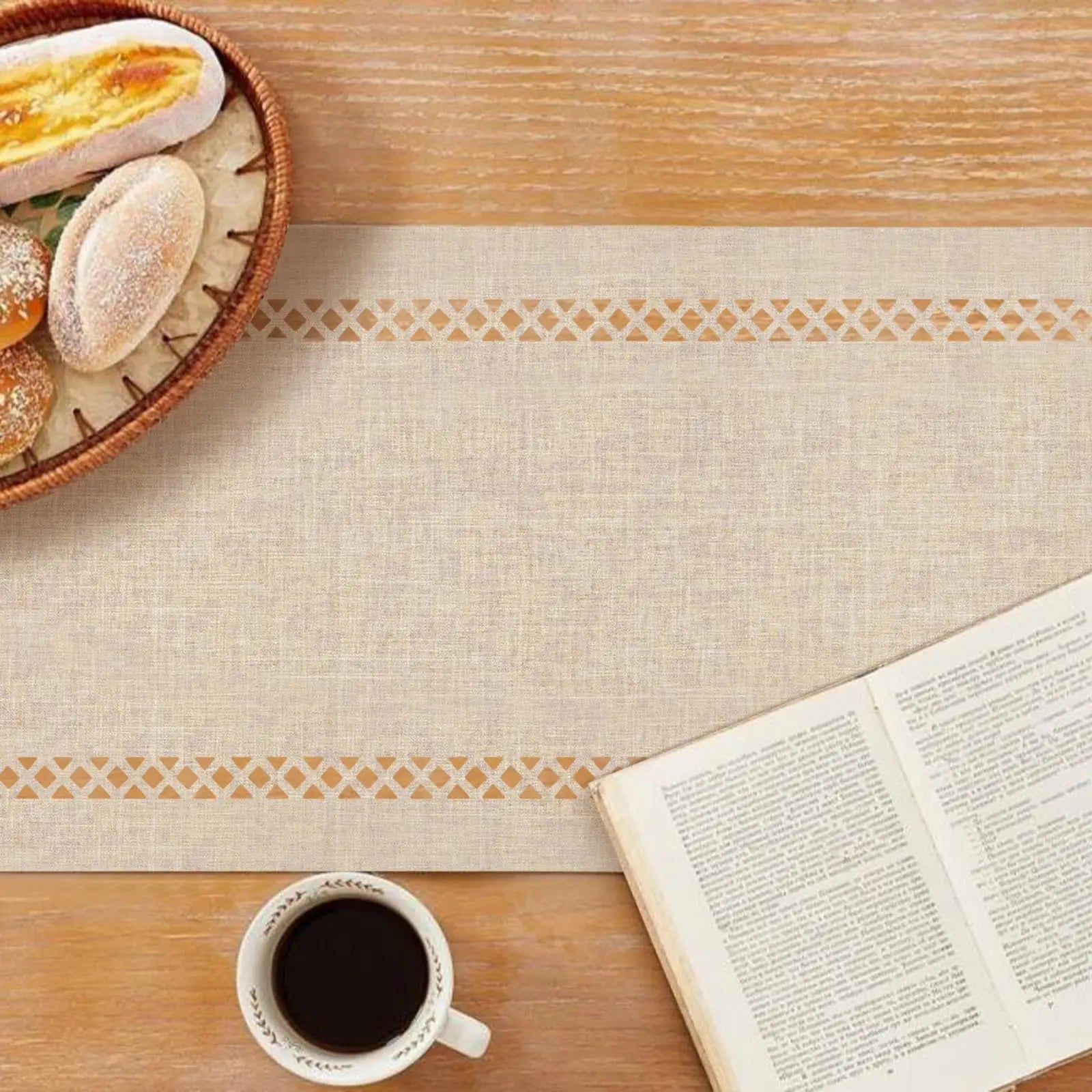 chemin de table lin ajoure style moderne repas - vue 4 sur 13