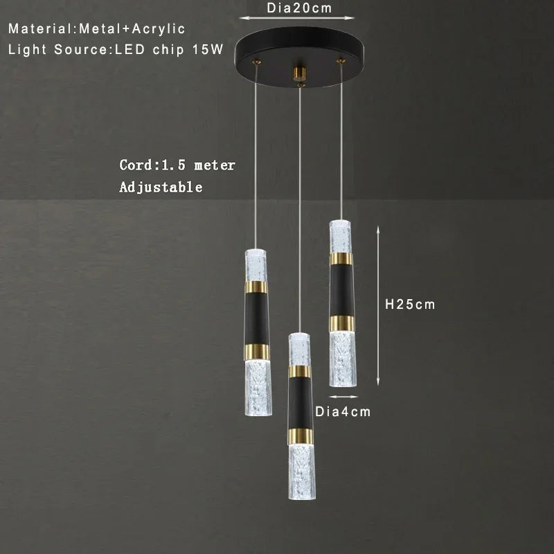 Moderner LED-Kronleuchter mit hängenden Acryl-Bubble-Lampen