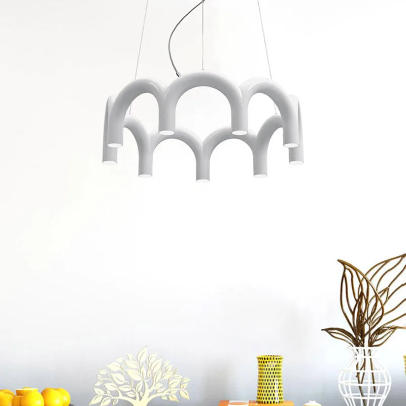 plafonnier led suspendu en métal style moderne avec cordon réglable - vue 5 sur 10