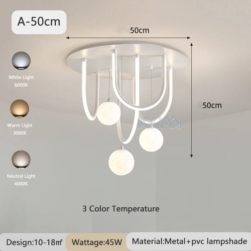 Kronleuchter Design 3D LED Mond Kugelform Pendelleuchte Innen - vue 9 sur 10
