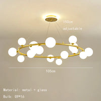 Moderner Kronleuchter aus mattem Glas mit schwarzem Ring und höhenverstellbarem Kabel