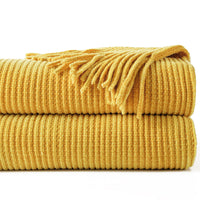 plaid maille chenille a pompons motif carreaux decoratif