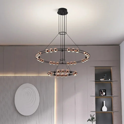 Moderner LED-Kronleuchter in Bohnenform für luxuriöses Wohnzimmer - vue 2 sur 13