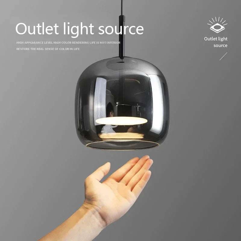 lustre led en verre moderne de luxe pour maison simple - vue 7 sur 24