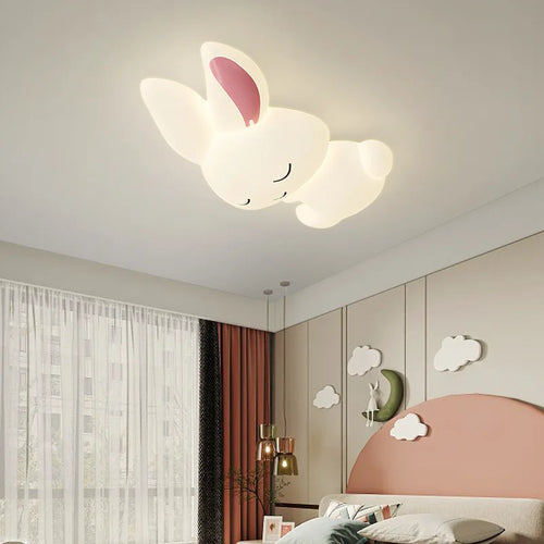 Mignon enfants chambre plafonniers LED blanc lapin lumière Simple dessin animé princesse chambre petite fille chambre décor plafonniers