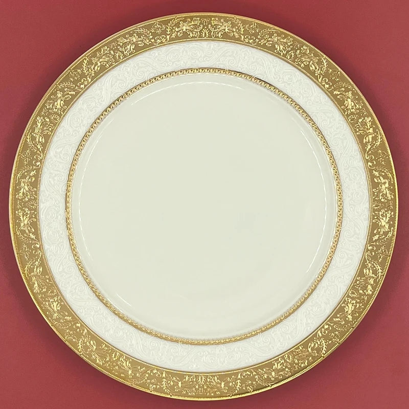Assiette porcelaine style palais relief steak doré