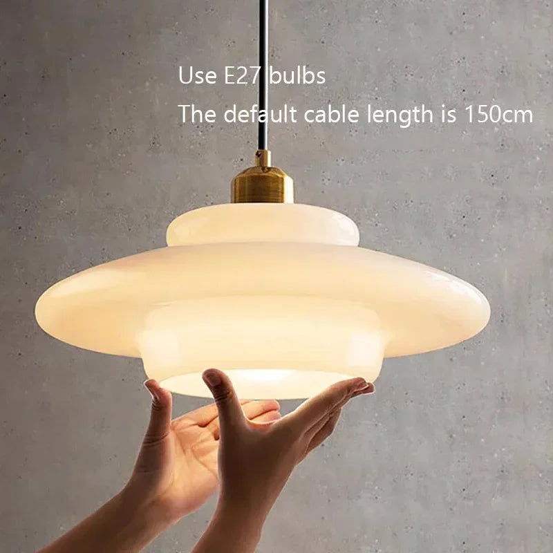 lampe suspendue moderne en verre led décorative nordique - vue 7 sur 9