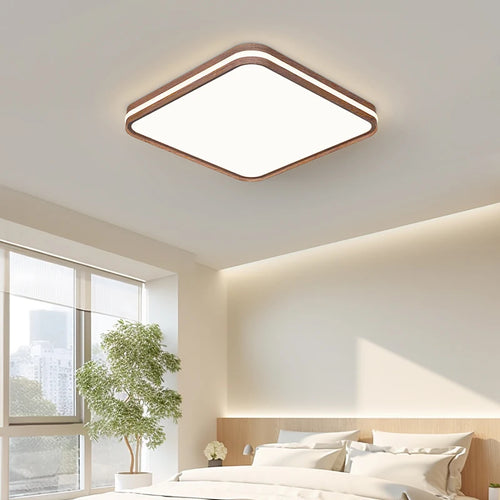 Minimalistischer nordischer Deckenleuchte aus Holz mit moderner LED-Beleuchtung - vue 4 sur 12