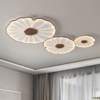 plafonnier moderne à grain de bois pour salon chambre à coucher étude crèche pour enfants conception de feuille de lotus lustre à LED en métal