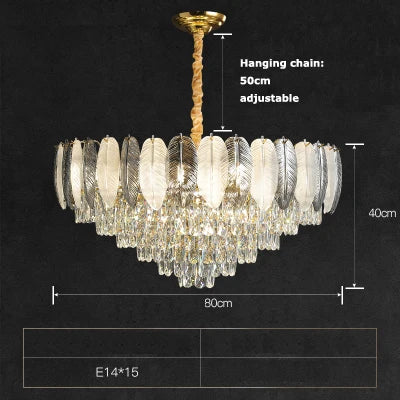 LED-Kronleuchter im Art-Déco-Stil mit weißen und grauen Federn - vue 15 sur 17