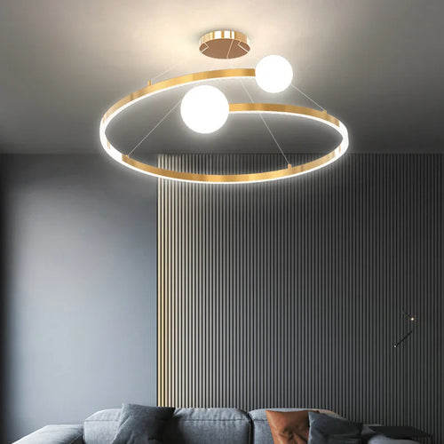 Nordischer LED-Kronleuchter mit einfachem Ring für dekorative Innenbeleuchtung - vue 5 sur 8