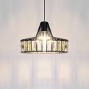 suspension moderne en cristal et fer noir nordique