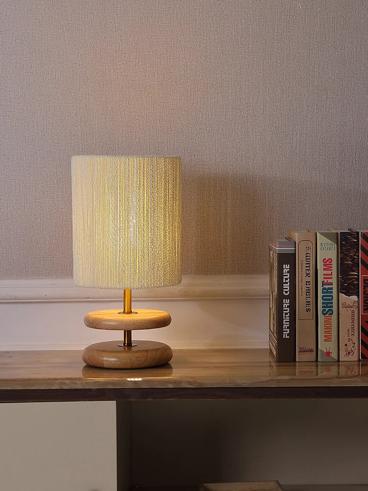 Solid Wood Design Creative Walnut Color Living Room, Study, Bedroom, Bedside, Japanese Style Atmosphere Decoration E27 Desk Lamp - vue 4 sur 10
