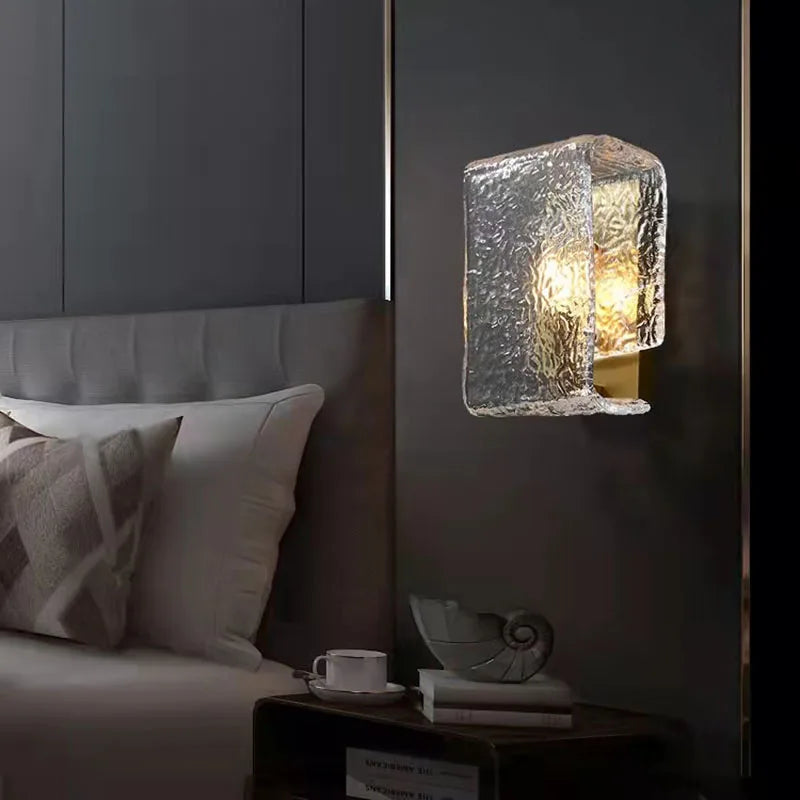 applique murale carrée en verre à motif d'eau pour décoration intérieure moderne - vue 3 sur 7