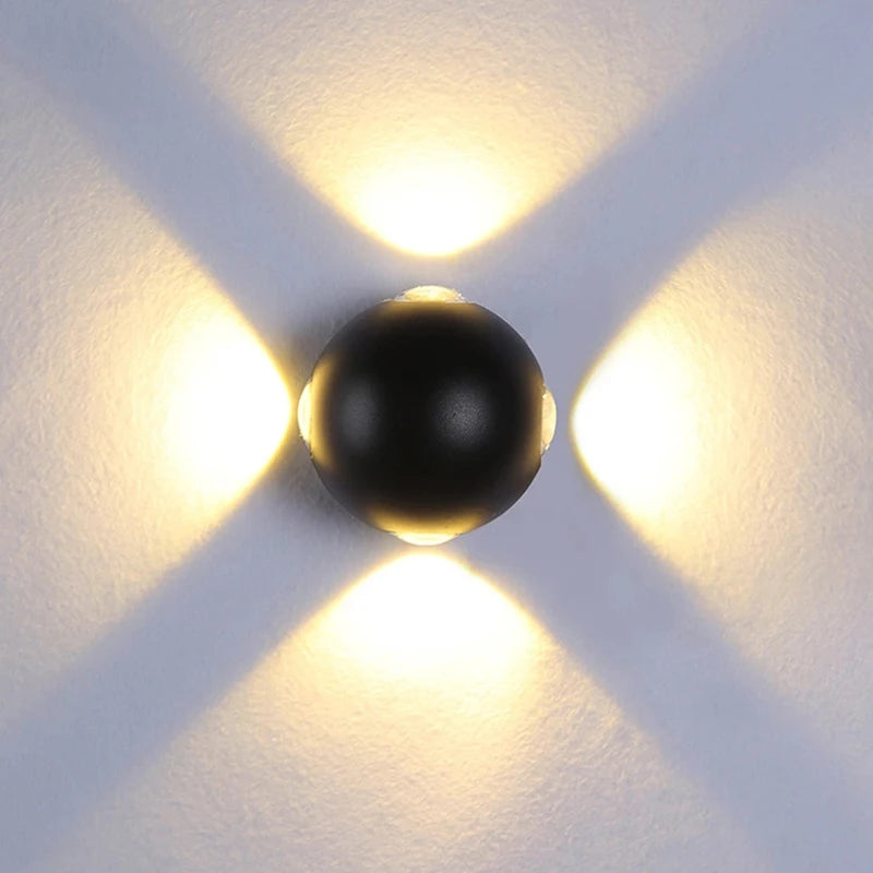 Applique murale LED de jardin étanche ronde à quatre côtés - vue 5 sur 8