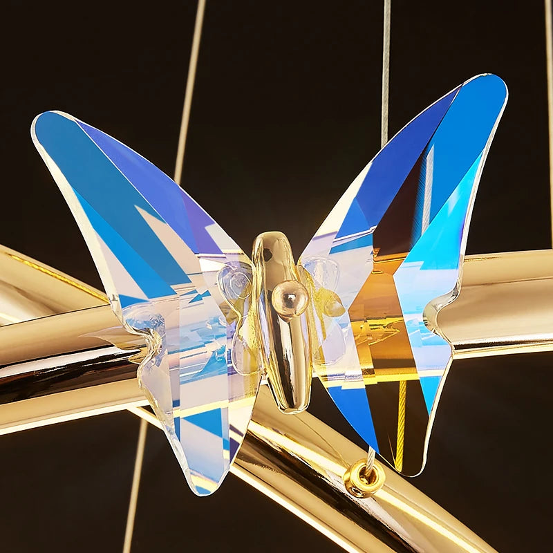 anneau d'or led lampe suspendue papillon pour hôtel boutique bureau - vue 6 sur 20