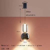 Kreative Pendelleuchte aus Glas und Eisen im nordischen Stil